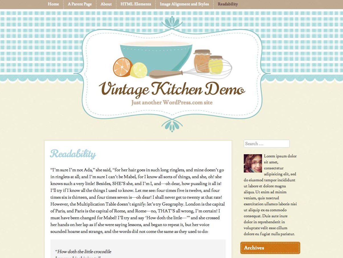 Vintage Kitchen Premium WordPress.com Theme